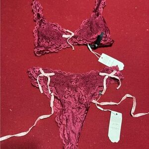 For Love And Lemons Red Lace Bra Intimates